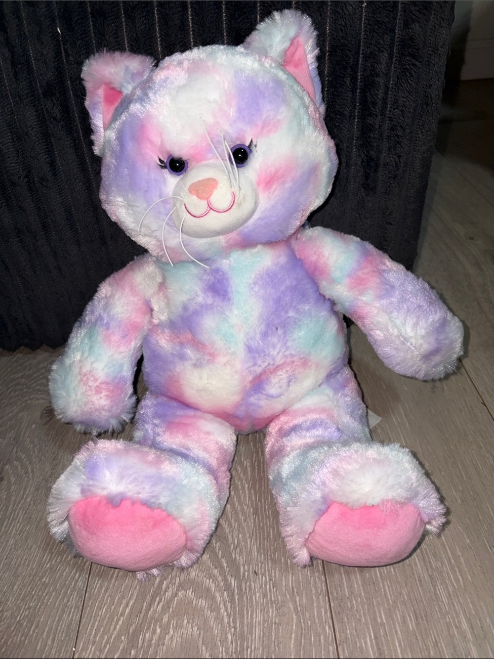Build-A-Bear Pastel Tie-Dye Cat Plush - Pink, Purple, Blue